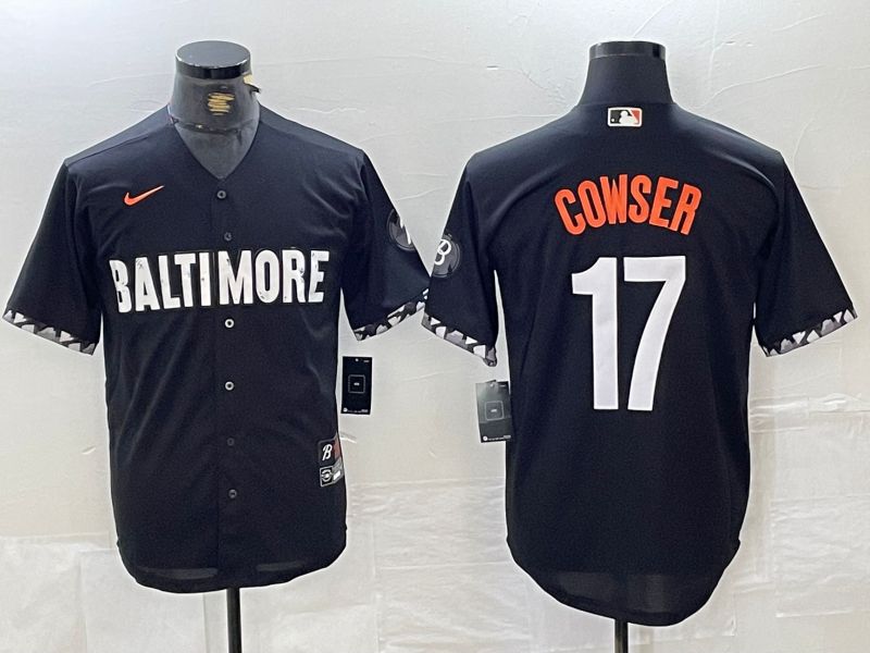 Men Baltimore Orioles #17 Cowser Black City Edition Nike 2024 MLB Jersey style 3